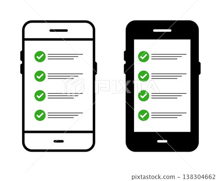 Mobile checklist interface illustration with smartphone screens task list with check marks approval validation concept modern UI design clean minimal layout productivity workflow digital application Mobile checklist interface illustration with smartphone screens task list with check marks approval validation concept modern UI design clean minimal layout productivity workflow digital application 138304662