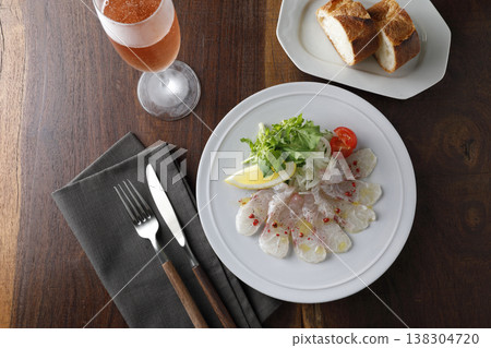 Carpaccio of wild sea bream Carpaccio of wild sea bream 138304720