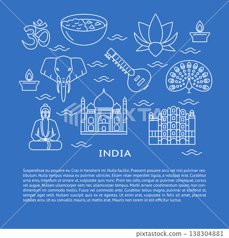India culture concept banner in line style with place for text 138304881