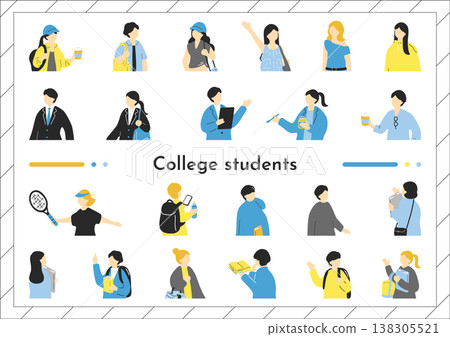 College student illustration set 138305521