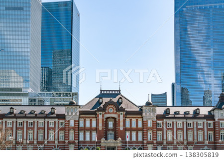 [Tokyo] Tokyo Station and skyscrapers under a clear blue sky in spring (March 2026) 138305819