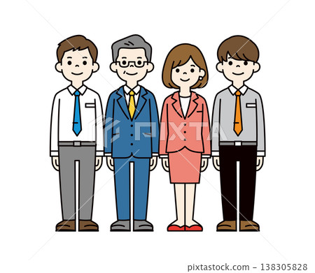 A set of full-body vector illustrations of bosses and subordinates, colleagues, office workers, and female office workers working in an office. A set of full-body vector illustrations of bosses and subordinates, colleagues, office workers, and female office workers working in an office. 138305828