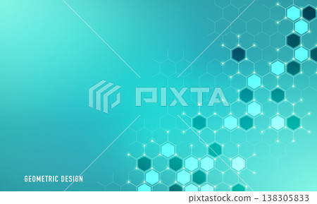 Genetic engineering and molecular structure, hexagon DNA network, science chemical and biotechnology concept, innovation technology, healthcare, and medicine design. 138305833