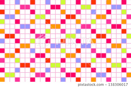 Geometric pattern, square, white background, pink, orange, green Geometric pattern, square, white background, pink, orange, green 138306017