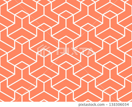 The geometric pattern with lines. Seamless vector background. White and pink texture. Graphic modern pattern. Simple lattice graphic design 138306034