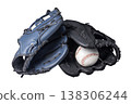Two baseball gloves and a ball 138306244
