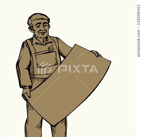 Vector drawing. The plan is in the hands of the builder 138306422