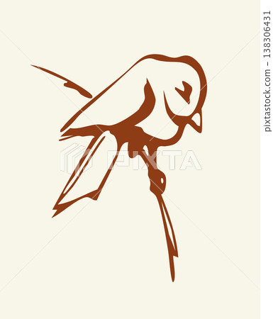 Vector drawing. Tit on white sky backdrop. Vector drawing. Tit on white sky backdrop. 138306431