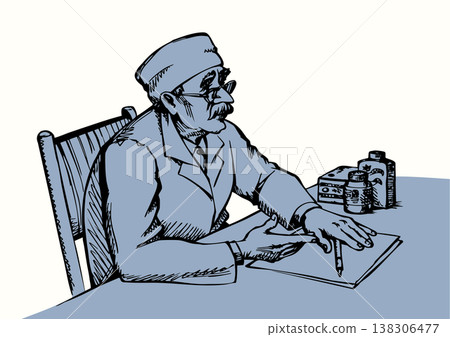 Doctor at the desk. Vector illustration. Doctor at the desk. Vector illustration. 138306477