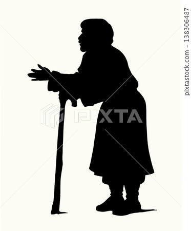 Vector drawing. Old man with cane Vector drawing. Old man with cane 138306487