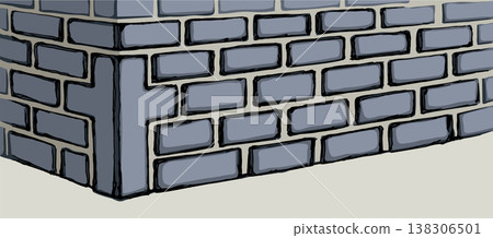 Vector drawing. Cornerstone at the base of the wall Vector drawing. Cornerstone at the base of the wall 138306501