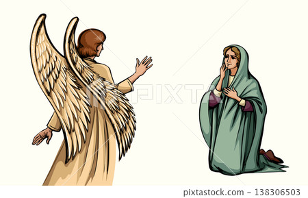 Vector illustration. The Angel Annunciation to Mary. 138306503