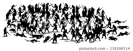 Vector drawing. Battle on the field 138306514