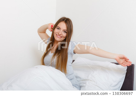 Attractive woman in the bed. 138306697