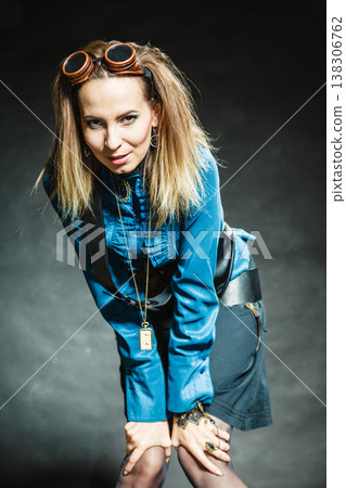 Steampunk retro girl portrait. Steampunk retro girl portrait. 138306762