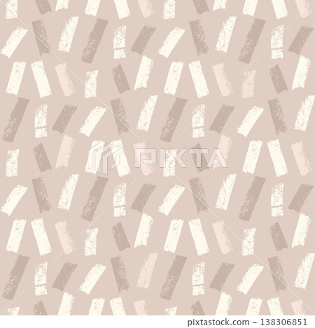 Small dash nude tan random vertical lines seamless pattern. Surface pattern design organic uneven geometric makeup swatches stencil. Hand drawn mini brown neutral tone streak texture. Vector boho 138306851