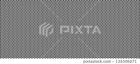 Fiber honeycomb soccer pattern with carbon hexagon on white for sport print. Large black hex cells fill the surface in a uniform nano grid. Geometric fiber honeycomb vector for bg design 138306871