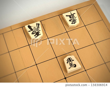 The image of a knight checking and capturing a rook in shogi. The image of a knight checking and capturing a rook in shogi. 138306914