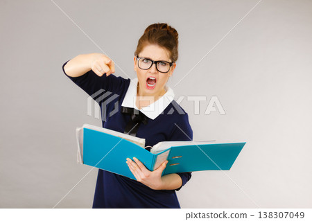 Angry mad bossy businesswoman being furious Angry mad bossy businesswoman being furious 138307049