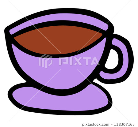Hand drawn hot coffee in purple cup for cafe, restaurant, drink menu, recipe decoration, sticker, department store, supermarket, mart, beverage, kitchenware, office workers, workload, breakfast, lunch Hand drawn hot coffee in purple cup for cafe, restaurant, drink menu, recipe decoration, sticker, department store, supermarket, mart, beverage, kitchenware, office workers, workload, breakfast, lunch 138307163
