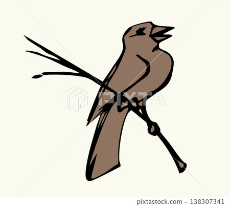 Vector drawing. Tit on white sky backdrop. 138307341