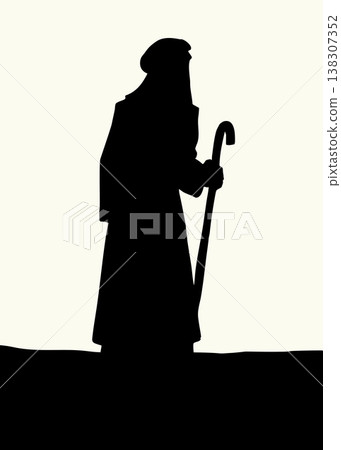 Vector drawing. Man walking with cane Vector drawing. Man walking with cane 138307352