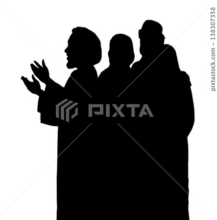 Vector drawing. Ancient family listen a father 138307358