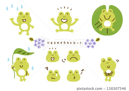 雨季：可愛青蛙插畫集（無輪廓線） 138307546
