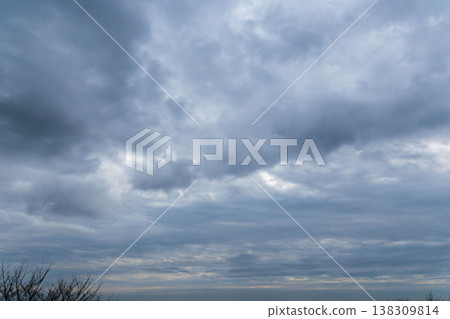Winter sky, cloudy sky seen from the mountains 27 138309814