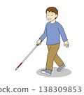 A man using a white cane with a gentle touch. 138309853