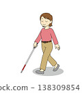 A woman using a white cane with a gentle touch 138309854