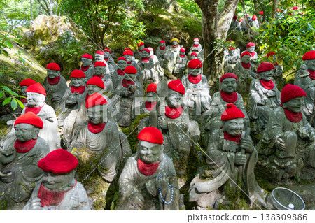 Jizo Bosatsu statues at Daisho-in Temple, Miyajima Island, Japan 138309886