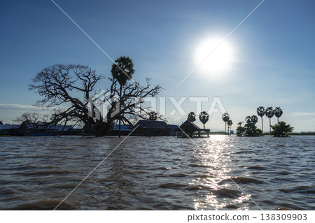 Traditional floating houses of Bujis fishermen on Lake Tempe, Indonesia Traditional floating houses of Bujis fishermen on Lake Tempe, Indonesia 138309903