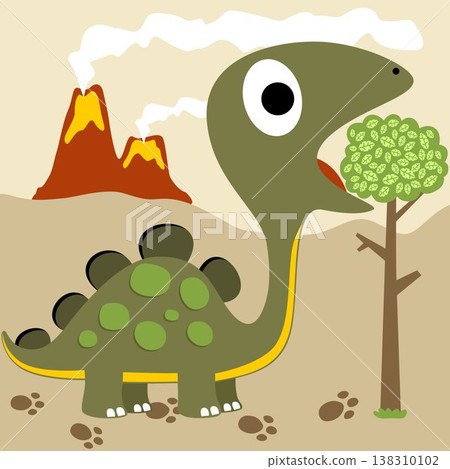 cartoon of dinosaur eat leaves cartoon of dinosaur eat leaves 138310102
