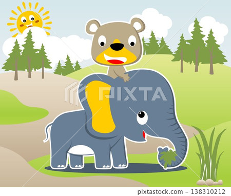 bear and elephant cartoon bear and elephant cartoon 138310212