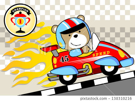 cartoon of animal racer with a trophy cartoon of animal racer with a trophy 138310216