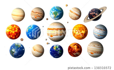 Illustration of a planet-like sphere, icon. Illustration of a planet-like sphere, icon. 138310372