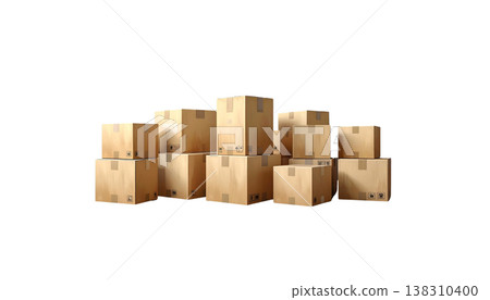 A brown cardboard box on a white background. 138310400