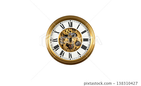 Vintage style black metal alarm clock on a white background. Vintage style black metal alarm clock on a white background. 138310427