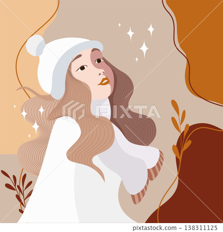 looking up, vector, woman 138311125