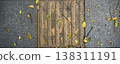 Fallen leaves on the paving floor in the garden. Autumn concept. 138311191