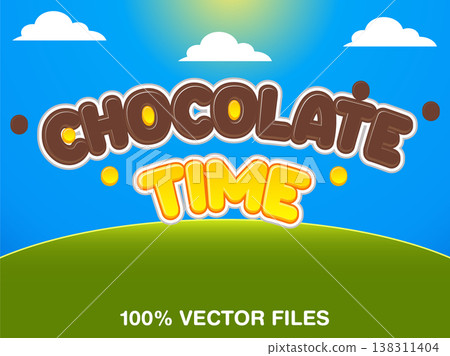Chocolate Time editable text effect vector with natural background Chocolate Time editable text effect vector with natural background 138311404