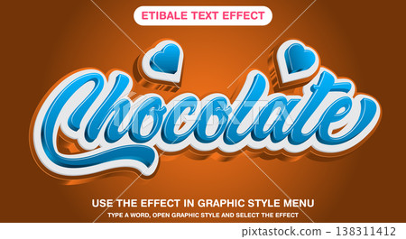 Chocolate 3D vector editable text effect Chocolate 3D vector editable text effect 138311412