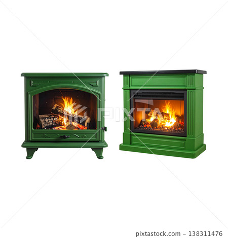 Fireplace on a white background Fireplace on a white background 138311476
