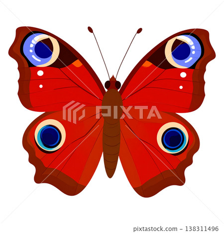 An illustration of a beautiful long-tailed butterfly on a white background. An illustration of a beautiful long-tailed butterfly on a white background. 138311496