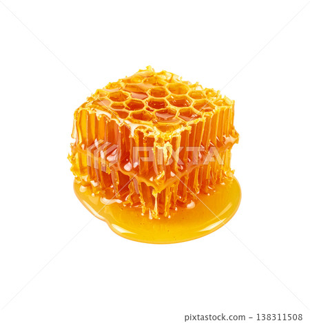 Fresh, high-quality golden honeycomb on a white background. Fresh, high-quality golden honeycomb on a white background. 138311508