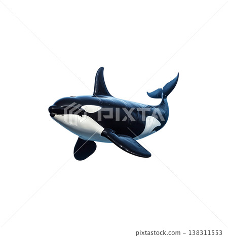 The cartoon illustration shows a whale swimming underwater against a white background. 138311553