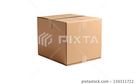 Open and closed brown cardboard boxes, and empty cardboard boxes for shipping or sorting, are displayed against a white background. 138311722