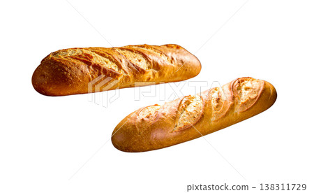 Freshly baked rye bread on a white background. 138311729