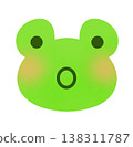 An illustration of a cute frog's face with a surprised expression. 138311787